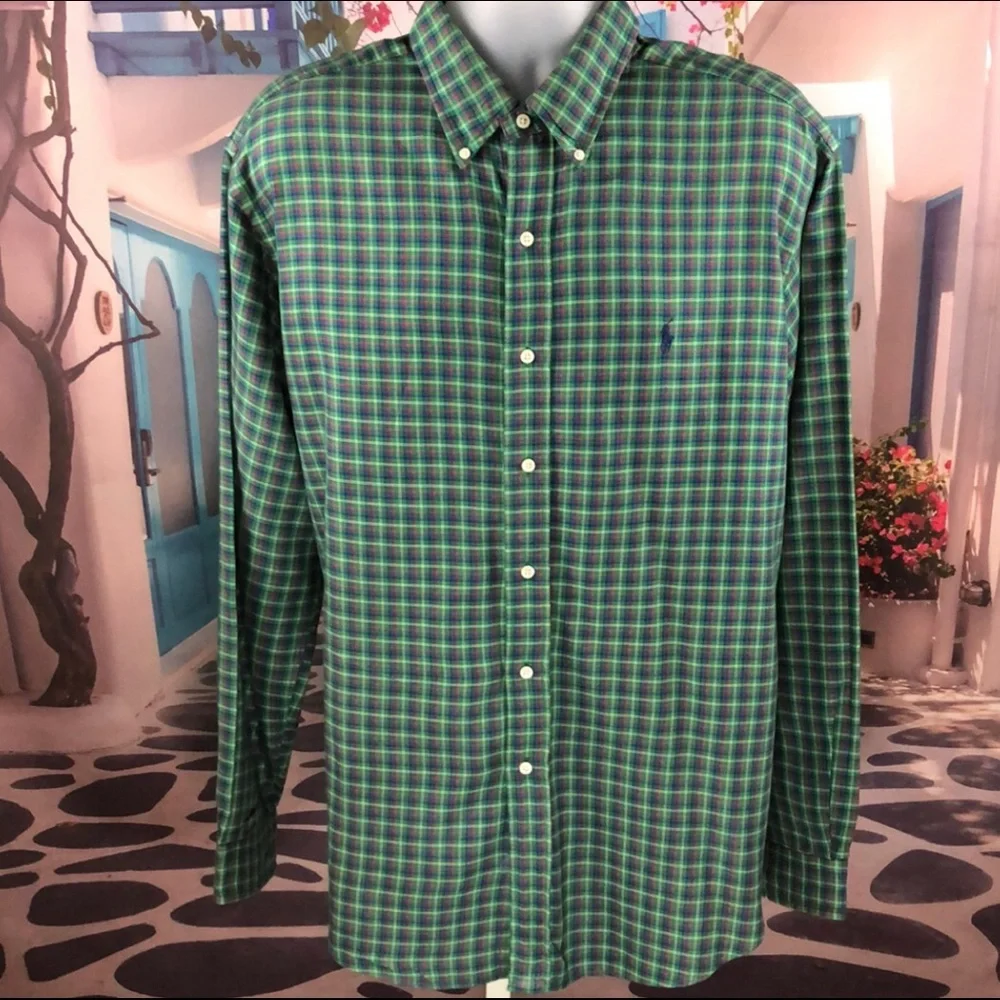 Polo Ralph Lauren Green Plaid Striped Button Down